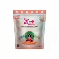 Dye & Scent Free Mastercase by Love Brands, full bulk carton holding ten pouches of laundry paks for fragrance-free washing