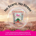 Love Paks Dye & Scent Free hero shot of the heart-shaped laundry pod pack on a soft pastel surface in natural light