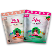 Love Brands 2 Pak Combo featuring Citrus Flower Blossom and Dye Free Scent Free laundry products displayed side by side