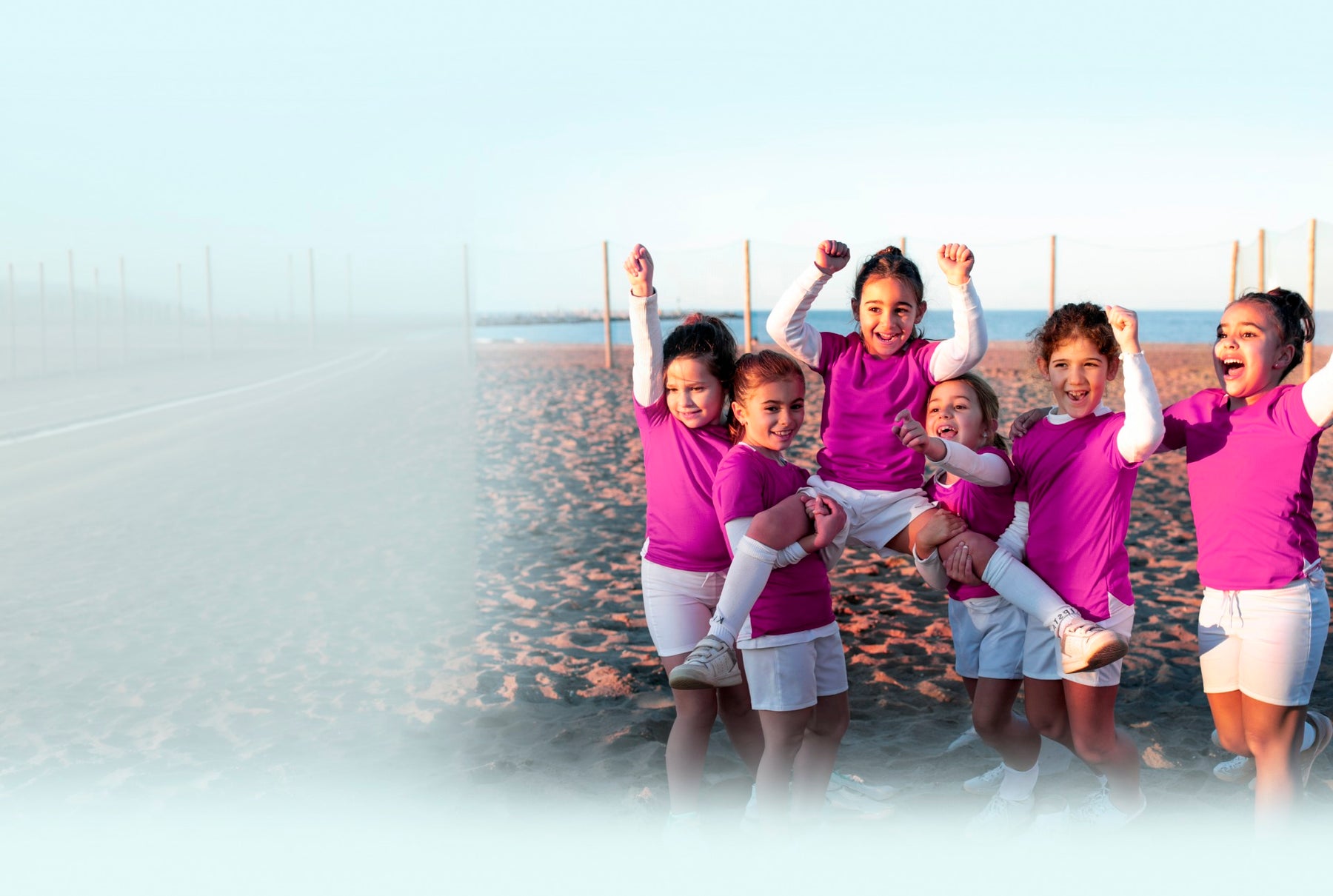 Kids celebrating together at the beach